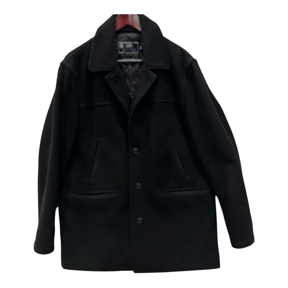 J.Crew Mens L University Jacket Stadium Cloth Wool Thinsulate Car Coat Black